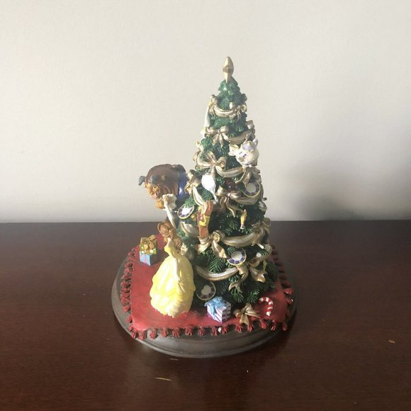 RARE VINTAGE DISNEY BEAUTY AND THE BEAST CHRISTMAS TREE STATUE Music & Lights 8” - Picture 2 of 10
